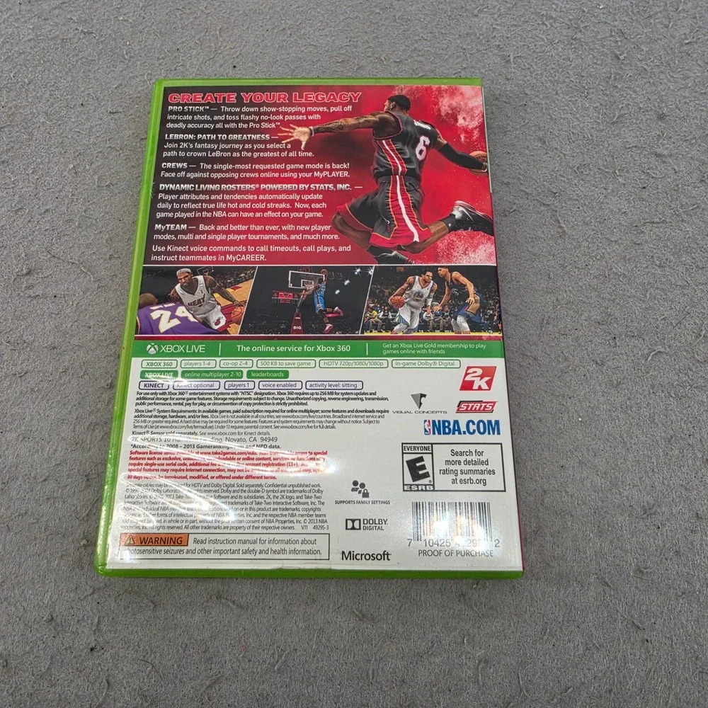 NBA 2K14 Xbox‎ 360 Video Game LeBron James Heat Cover 2K Sports Kinect NTSC
